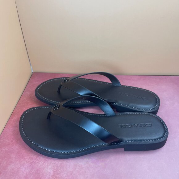 COACH BRIANNA LEATHER FLIP FLOP SANDALS (8) - Picture 5 of 14
